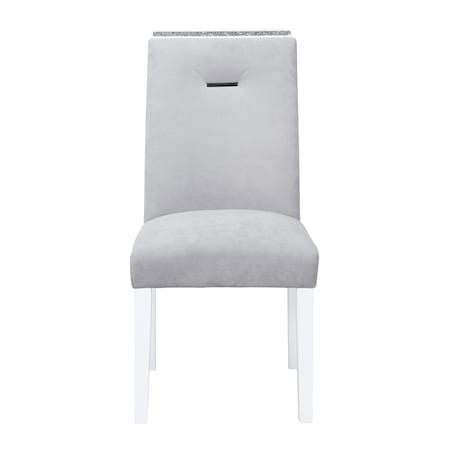 Global Furniture Usa Contemporary Velvet Monaco Grey/White 2 Dining Chairs 4883